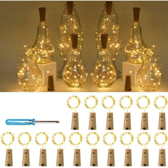 16 Pack Wine Bottle Lights with Cork,Silver Wire Cork Lights Fairy String Lights For Christmas Halloween Party Wedding Decor