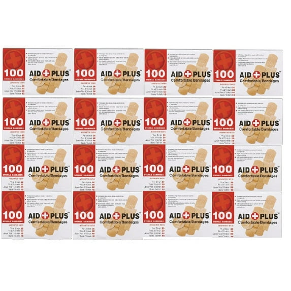 16 Packs-100 Sterile Assorted Size Bandage Band-Aids Survival First Aid Kit