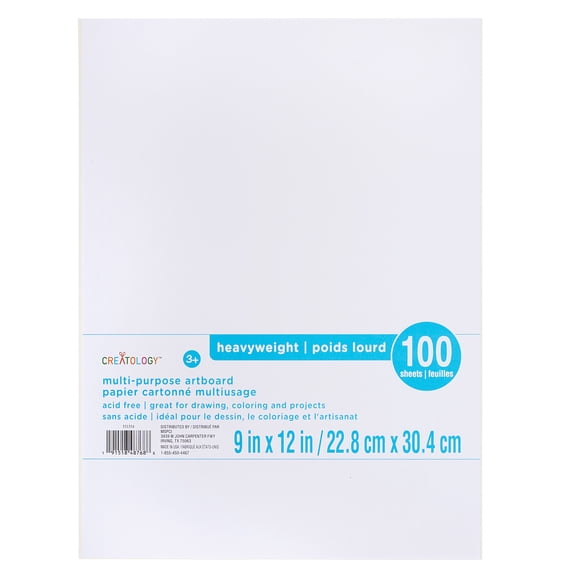 16 Packs: 100 ct. (1,600 total) 9" x 12" Artboard by Creatology™