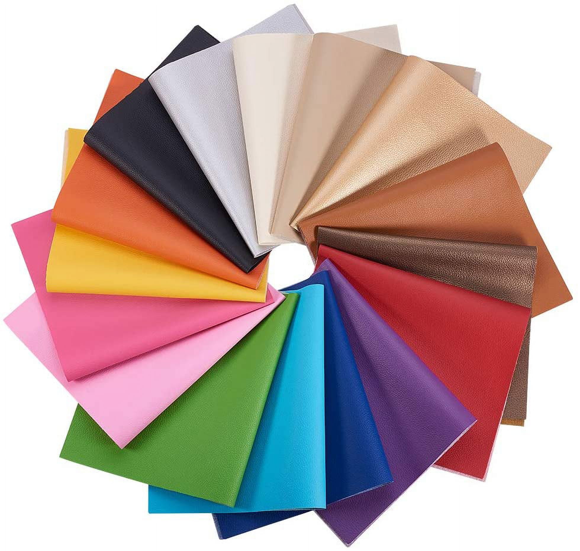 16 Packs 8x13 (20x34cm) Mixed Color Leather Sheet Litchi Pattern Waterproof Leather for Dressing Sewing Crafting DIY Projects Mixed Color