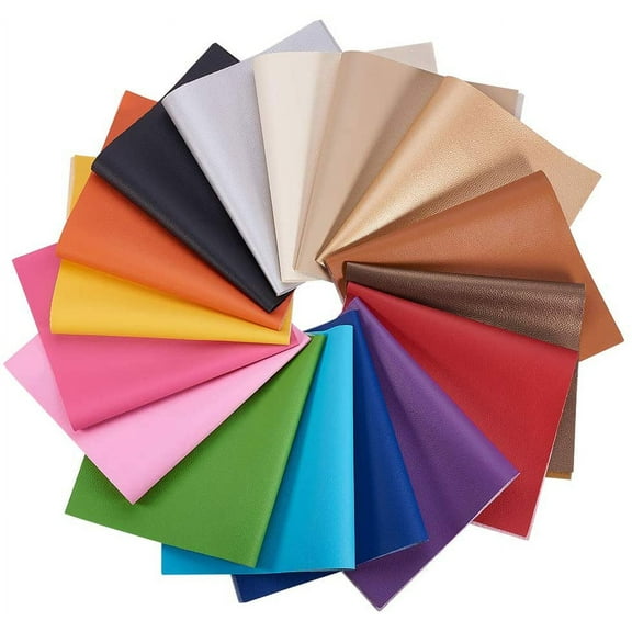 16 Packs 8x13 (20x34cm) Mixed Color Leather Sheet Litchi Pattern Waterproof Leather for Dressing Sewing Crafting DIY Projects Mixed Color