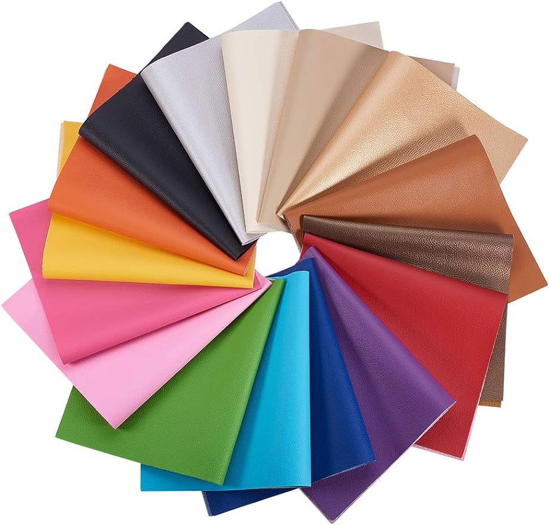 16 Packs 8x13inch Mixed Color Faux Leather Sheet Litchi Pattern Waterproof Synthetic Leather for Dressing Sewing Crafting