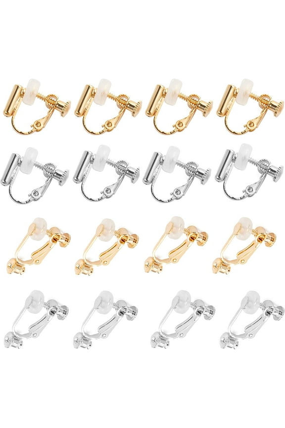 16 Packs Clip-on Earring Converter with Silicon Earring Pads, Easy Open Loop for DIY Earring and Turn Any Studs or Pierced into Clip on for Women Girls Non-Pierced Ears