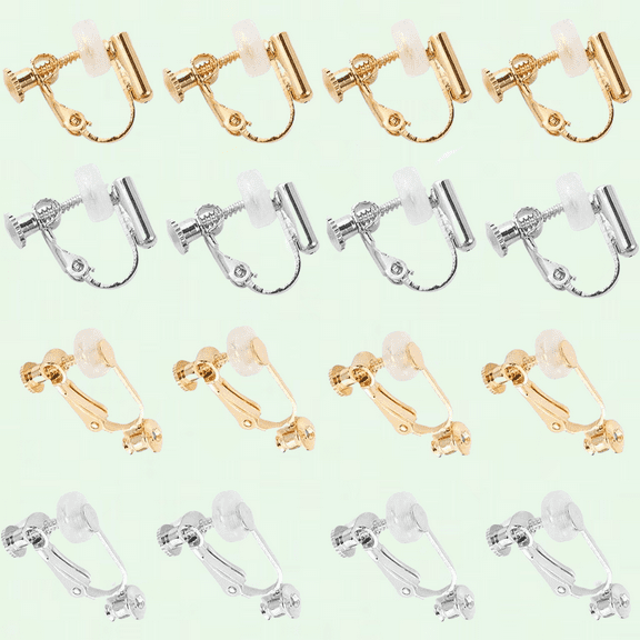 16 Packs Clip-on Earring Converter with Silicone Earring Pads, Easy-to-Use for Converting Studs or Pierced Earrings into Clip-Ons, Ideal for Women and Girls with Non-Pierced Ears