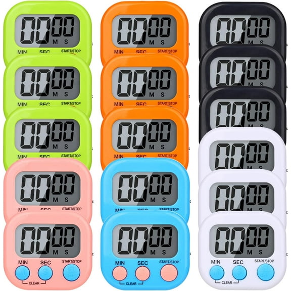 16 Packs Digital Timer Multi-Function Electronic Timers for Classroom Small Magnetic Countdown Stopwatch Mini Loud Alarm Stop Clock Kitchen Cooking Games Meeting Study Work Baking Sports Office