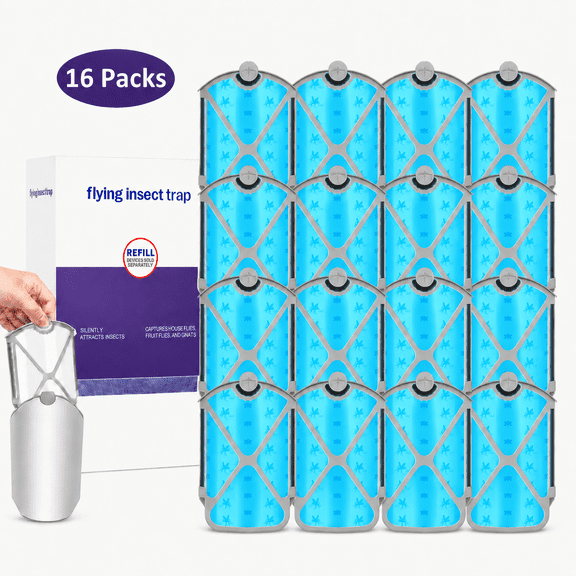 16 Packs Flying Insect Trap Refill Kit, Indoor Fly Trap Replacement Refills Compatible with Flying Insect Trap, for Fruit Flies, Gnats and House Flies