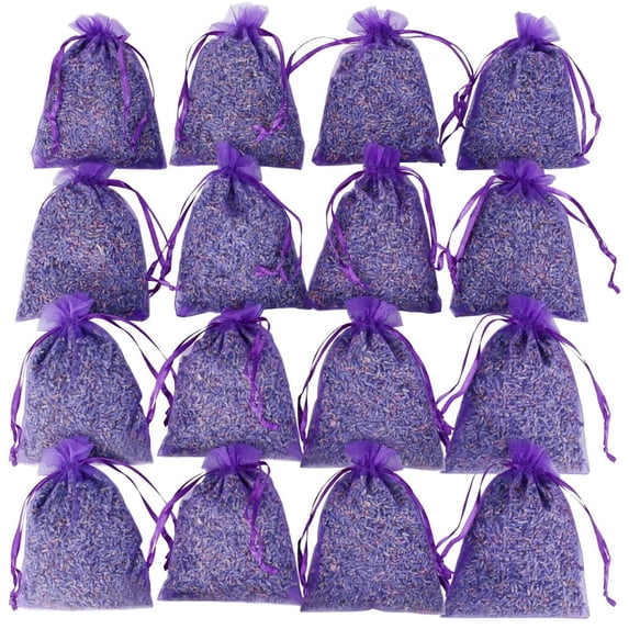 16 Packs Natural Dried Lavender Sachets, Long-Lasting Fresh Fragrance Bags for Closets Drawers Wardrobes,Sleep Aid, Moth Repellent & Home Air Freshener