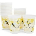 Blue Panda Disposable Paper Cups, 16 oz, Bee Print, Yellow, 16 Count ...