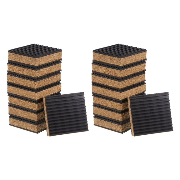 16 Packs Ribbed Anti-Vibration Isolation Rubber Pads 3" Length x 7/8" Thick, Square Anti Vibration Pads with Cork Layer