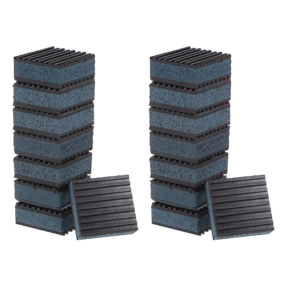 16 Packs Ribbed Anti-Vibration Isolation Rubber Pads 3" Length x 7/8" Thick, Square Anti Vibration Pads with EVA Layer
