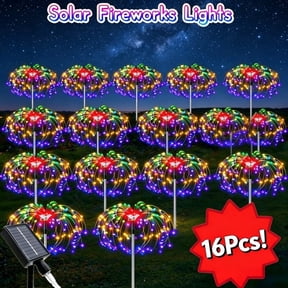 16 Packs Solar Firework Lights, 8 Modes IP65 Outdoor Solar Garden Lights, Value Set Solar Powered Fairy Lights for Patio, Pathway, Yard Decor