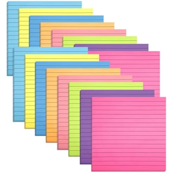 16 Pads Big Sticky Notes with Lined 11 x 11 Inch Large Jumbo Memo Post Strong Power Square Sticky Notes for Office Wall, 25 Sheets/Pad (8 Colors)$$Office