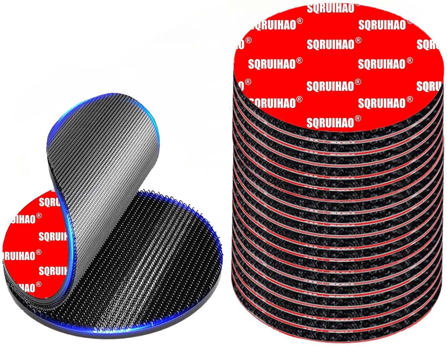 16 Pairs Adhesive Hook and Loop Strips Heavy Duty, Strong Back Double Sided Tape, for Car Floor Mats, Outdoor or Indoor Use (Round 2'')