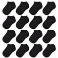 thumbnail image 1 of 16 Pairs Ankle Socks - Toddler Low Cut Socks - for 1-13 Years Boys Girls School Socks Black 4-7Years, 1 of 6