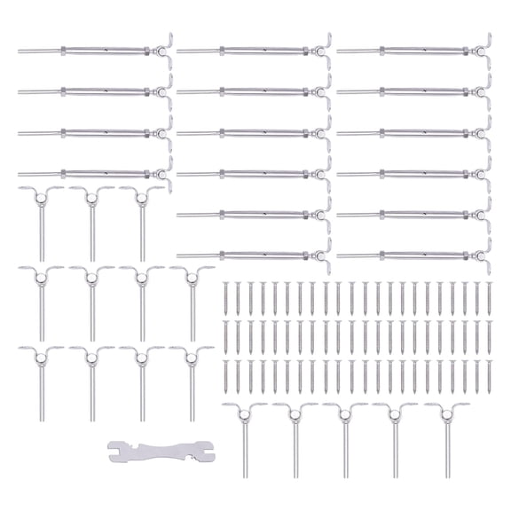 16 Pairs Cable Railing Kit 1/8" Swage Toggle Turnbuckle Hardware T316 Stainless Steel 180 Adjustable Angle Cable Railing Hardware Kit for Wood Post WoodEasy System, Marine Grade
