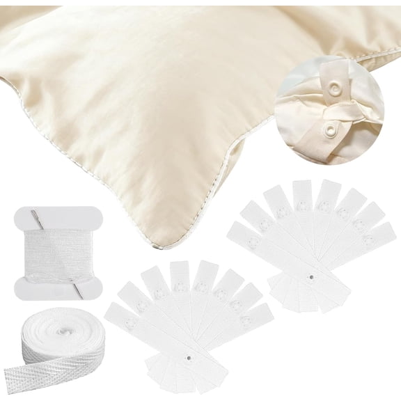 16 Pairs Duvet Snaps to Hold Comforter Duvet Clips Fasteners Inside, Hidden Button Design Keeps Comforter from Shifting, Convenient Reusable Fixed Duvets Cover Clips for Quilt Hold On (White)