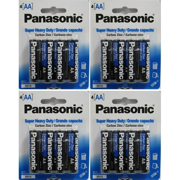 16 Panasonic Super Heavy Duty AA Batteries (4 x 4 Batteries)