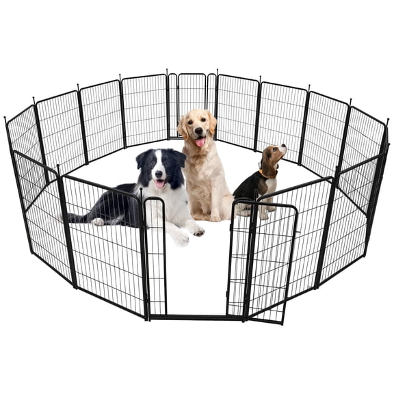 16 Panel 40 Inch Height Metal Dog Playpen, Anti Rust Portable Fence Enclosure, Double Lock Gate for Yard RV Camping Pet Use