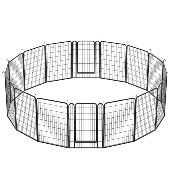 16 Panel Metal Dog Playpen 39.37" H Heavy Duty Outdoor Pet Fence with Door