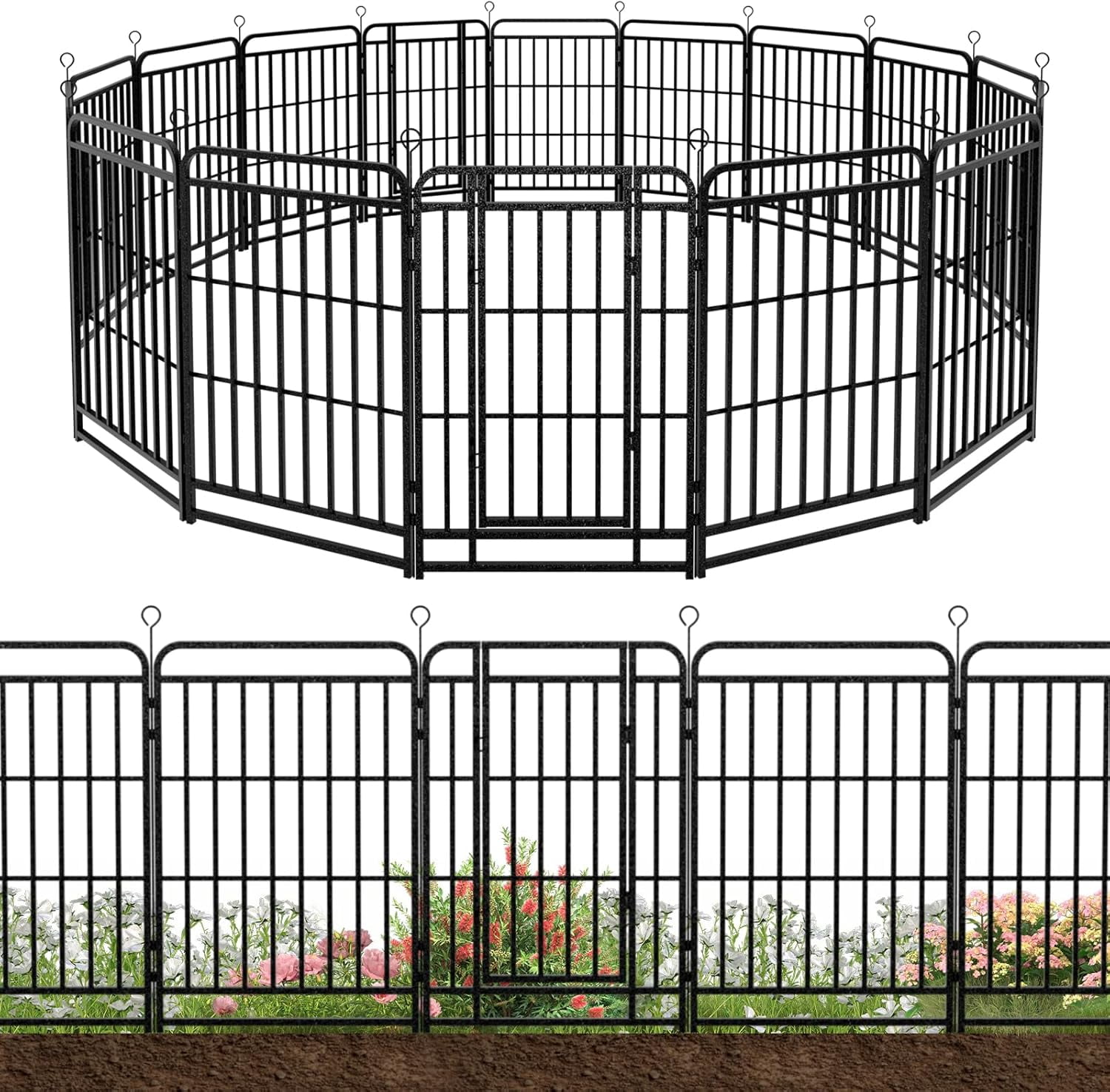 16 Panels No Dig Garden Fence 36 ft(L) X 40 in(H) Animal Barrier for ...