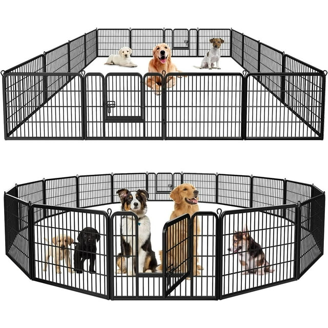16 Panels Dog Pen Pet Playpen Kennel Fence Puppy Exercise Barrier