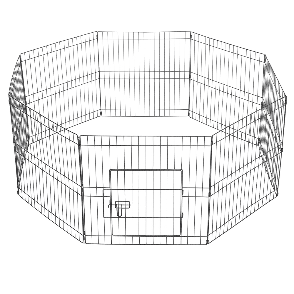 Black Metal 16-Panel Foldable Pet Playpen for Indoor & Outdoor