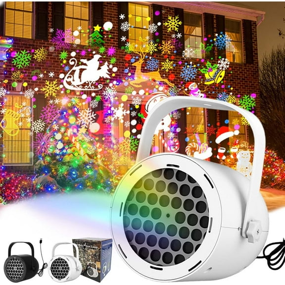 16-Pattern USB Christmas Projector Light, The Magic Snow Lamp with 16 Projection Effects, Adjustable Focus for Indoor and Outdoor Holiday Displays