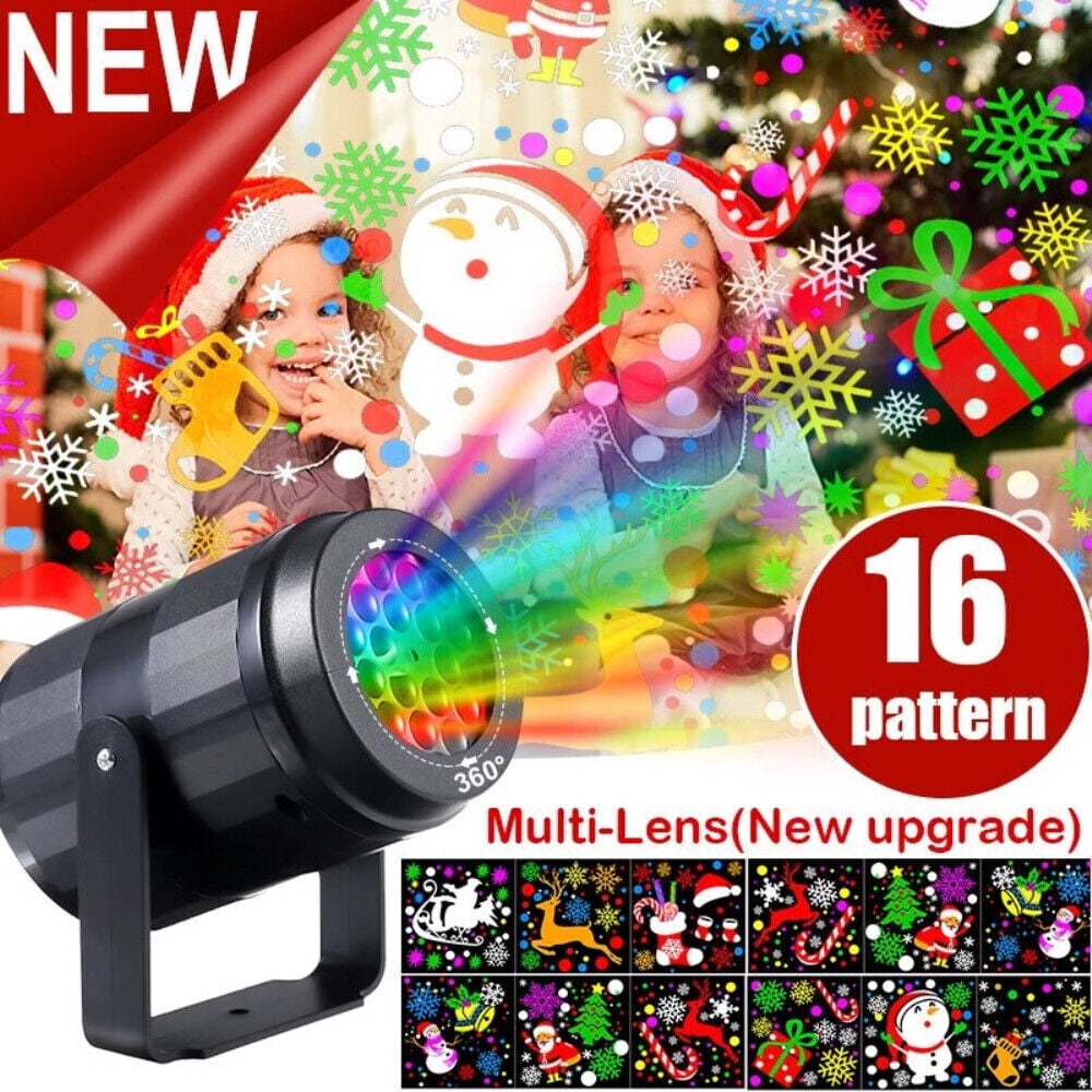 16 Patterns LED Christmas Projector Moving Light Laser Landscape Lamp Indoor Outdoor Xmas Decor