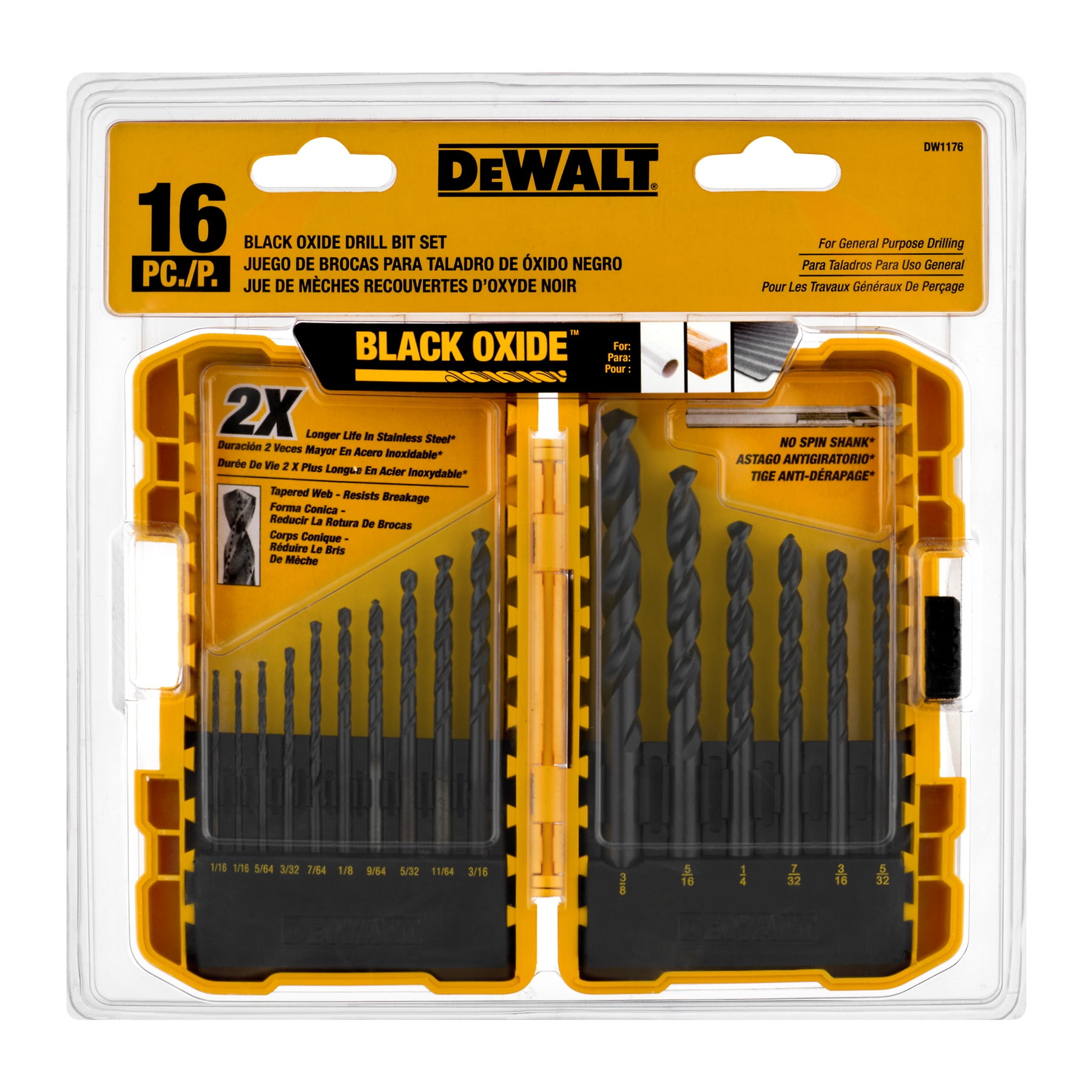 DeWalt Black Oxide Drill Bit Set 16 Pc