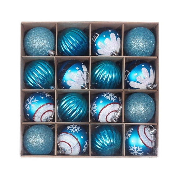 16 Pc Christmas Ball Bauble Ornament Glittering Christmas Indoor Outdoor Hanging Decoration Holiday Party Wedding Halloween Thanksgiving Valentine's Day Decor