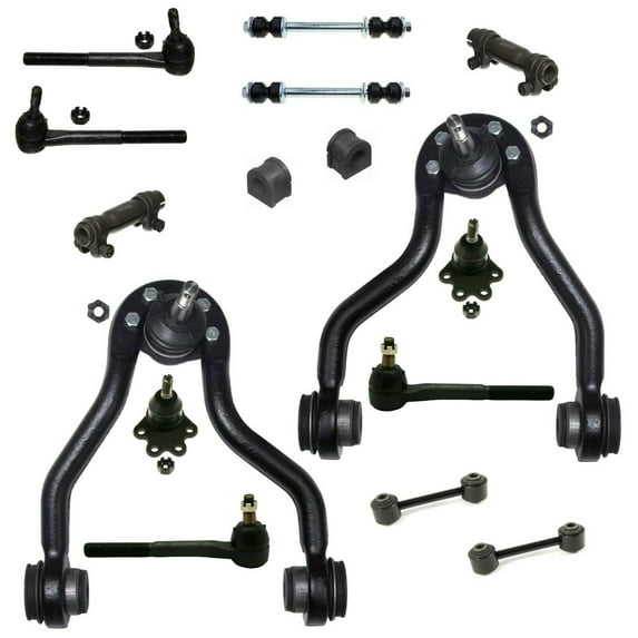 16 Pc Complete Suspension Kit Stabilizer Bar Bushing Lower Ball Joints Adjusting Sleeves Tie Rod Linkages Control Arms with Ball Joints Sway Bar Links Fits select: 1993-1999 CHEVROLET SUBURBAN