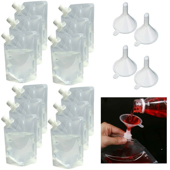 16 Pc Cruise Ship Flask Kit 4oz Funnel Rum Alcohol Liquor Smuggle Booze Wine Bag