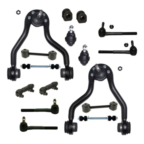 16 Pc Front & Rear Suspension Kit Front Sway Bar Frame Bushings Upper Control Arm Tie Rod Ends Sway Bar Links