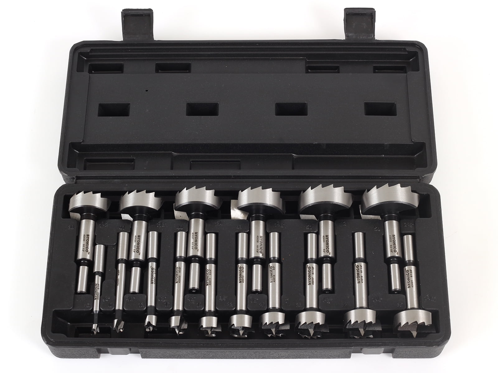 16 Pc. Steel Forstner Drill Bit Set - 3/8" Shank - Yonico 41160S