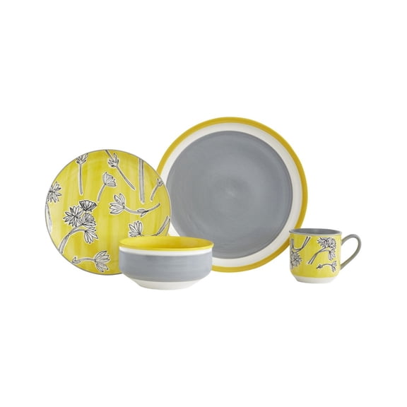 16 - Pc. Sunny Floral Dinnerware Set, Service for 4