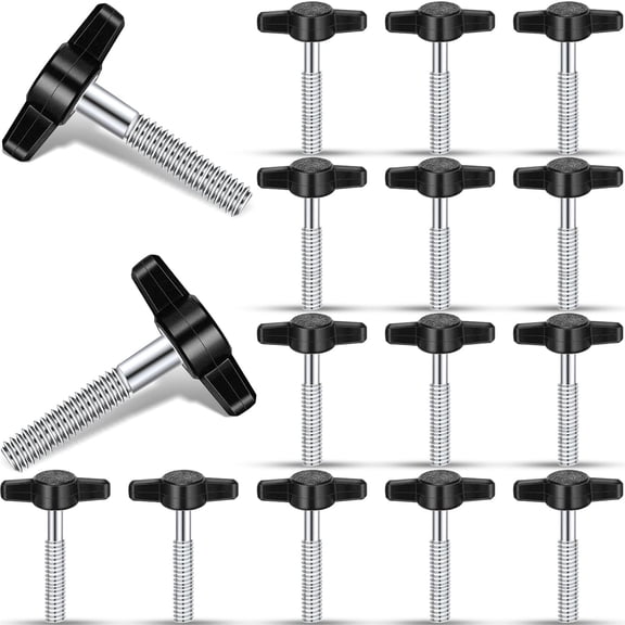16 Pcs 1/4"-20 x 1-1/2" Stainless Steel Thumb Screw Thread Thumbscrew Adjustable Tee Wing Screw Black Wing Knob Bolt for Remove Replace Hand Clamping Tightening Knob Power Supply Black 1/4"-20 x