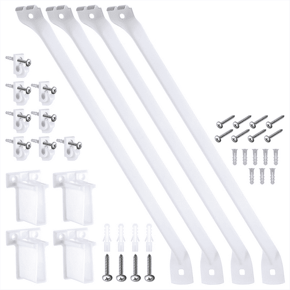 16 Pcs 12 Inch Wire Shelf Support Brackets Kit 4 Closet Brace 8 Down Wall Clips and End