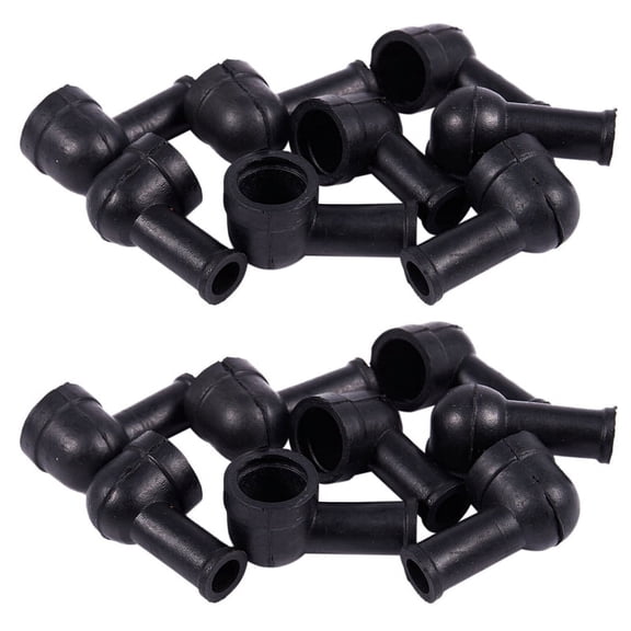 16 Pcs 15mm x 8mm Black Smoking Pipe Shaped PVC Battery Terminal Insulating Covers Boots