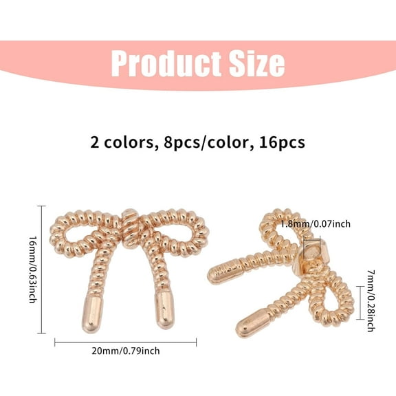 16 Pcs 2 Colors Alloy Bow Button Bowknot Buttons Bow Shape Button Decorative Bowknot Buttons for Suits Blouses Skirts Coat Uniform Jacket Sewing Craft Silver and Gold