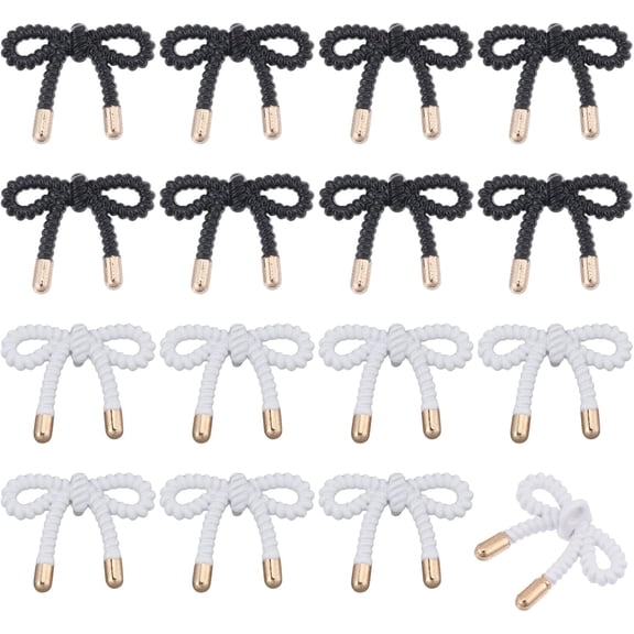 16 Pcs 2 Colors Alloy Button Bowknot Button Shape Buttons Decorative Bowknot Buttons for Suits Blouses Skirts Coat Uniform Jacket Sewing Craft Black and White Colorful