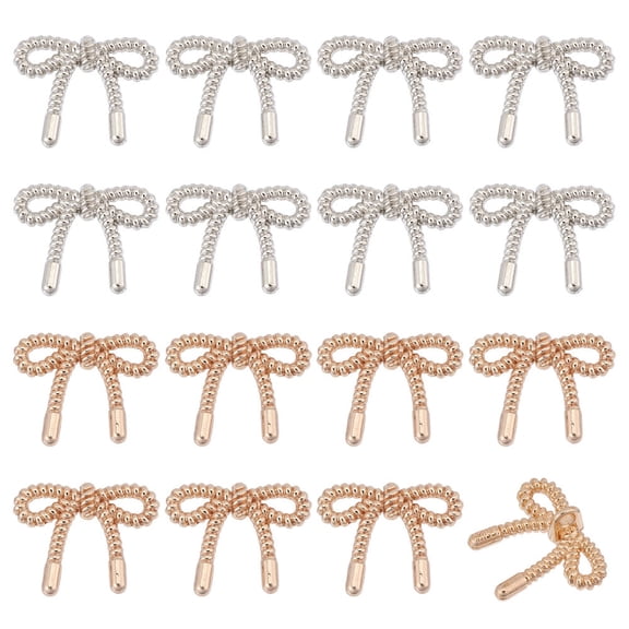 16 Pcs 2 Colors Alloy Button Bowknot Buttons Shape Button Decorative Bowknot Buttons for Suits Blouses Skirts Coat Uniform Silver and Gold