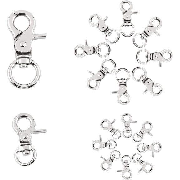 16 Pcs 2 Sizes Metal Lobster Claw Clasps Swivel Lanyards Trigger Snap Hooks Strap