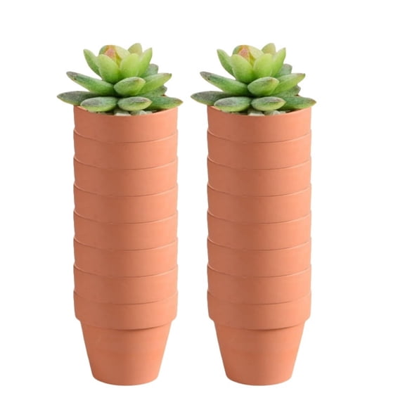 16 Pcs 3.1‘’ Mini Clay Pots Small Terracotta Pots Ceramic Pottery Planter Mini Plant Pots with Drainage Hole for Indoor Outdoor