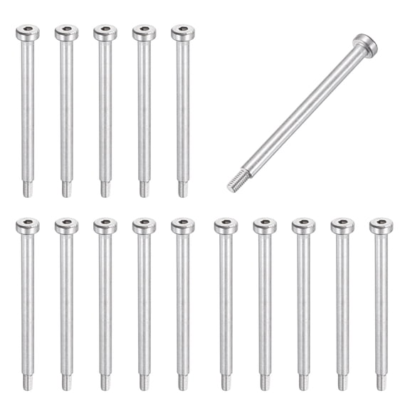 16 Pcs 304 Stainless Steel Shoulder Bolt 5mm Shoulder Dia 60mm Shoulder Length M4x0.7 Thread Hex Socket Shoulder Bolts for Hydraulic Injection Molding Machinery Industries