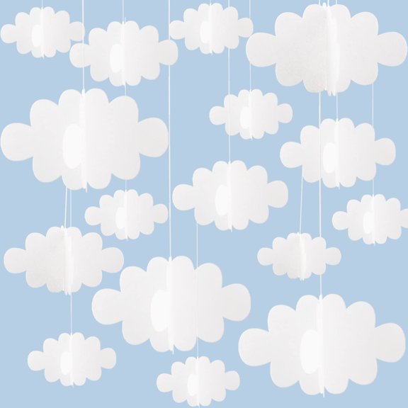 16 Pcs 3D Paper Cloud Decorations Hanging Ceiling Wall Party Nursery Wedding Baby Shower