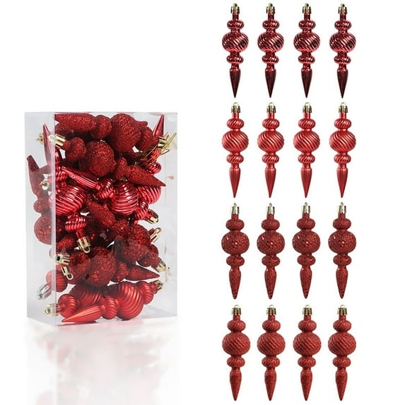 16 Pcs 4.3inch Christmas Finials Balls Ornaments Shatterproof Vintage Plastic Finial Christmas Tree Hanging Ornaments for Holiday Xmas Home Party Decoration