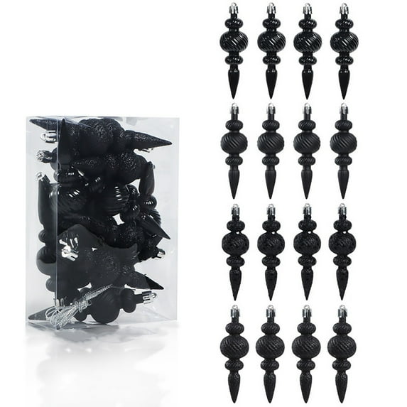 16 Pcs 4.3inch Christmas Finials Balls Ornaments Shatterproof Vintage Plastic Finial Christmas Tree Hanging Ornaments for Holiday Xmas Home Party Decoration