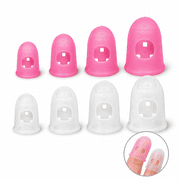 16 Pcs 4 Sizes Finger Tips,Anti-Slip and Reusable Fingertip Covers,Silicone Guard Pads for Paper Sorting,Breathable Guitar Fingertip Protector,Thimble Finger Protectors for Collating,Sewing