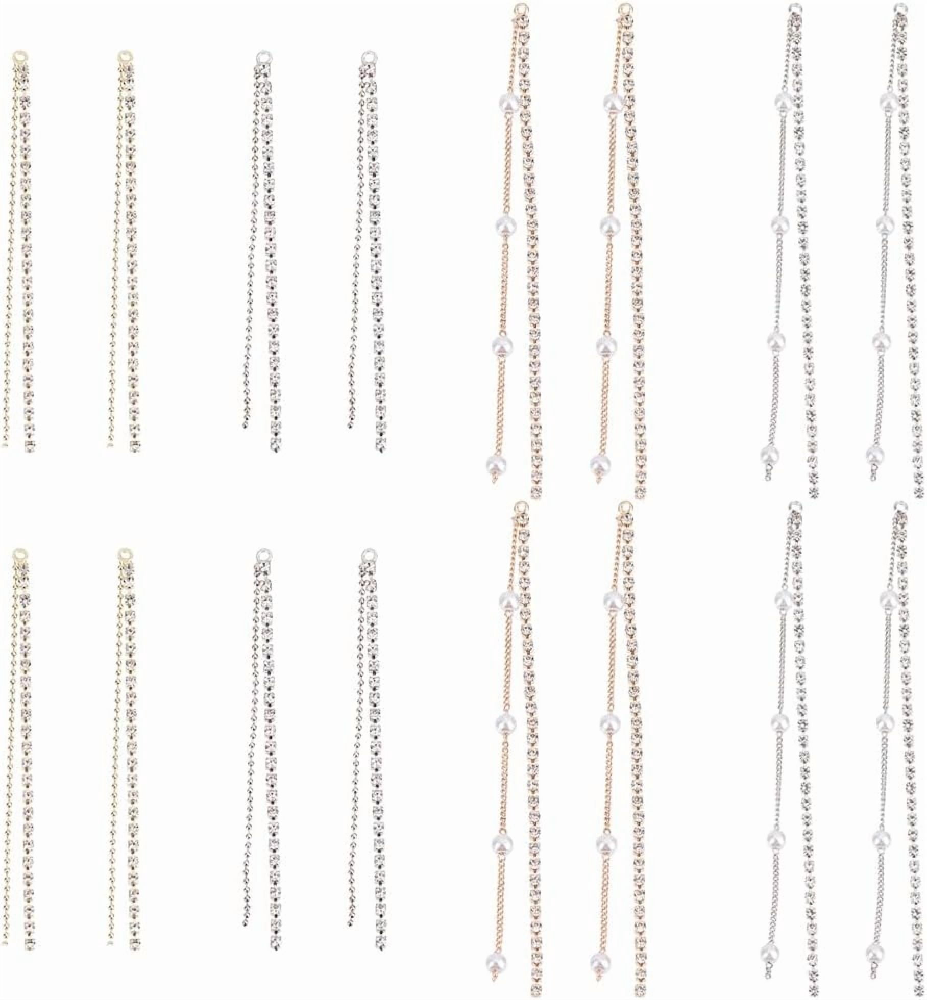 Vintage Crystal & Pearl Tassel Earrings For Women - Golden Alloy Elegant Dangle Earrings