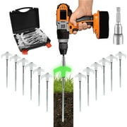 16 Pcs 8" Heavy Duty Metal Threaded Tent Stakes Tent Pegs Ground Stakes Glow in The Dark Drill in Style Ground Anchors Screw in for Yard Camping Garden Canopies